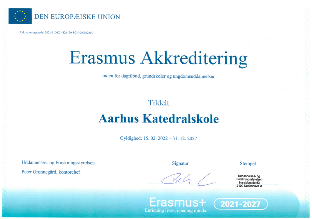 Certifikat for Erasmus+ akkreditering